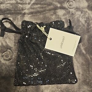 Black Sequin Drawstring Pouch